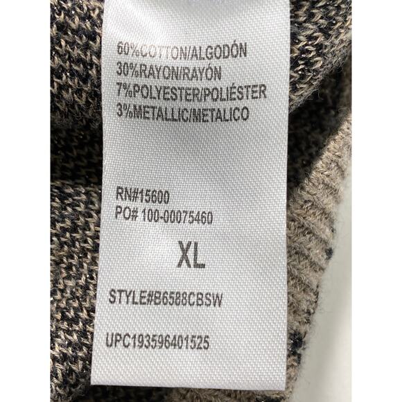 Democracy Asymmetric Hem Mixed Animal Print V-Neck Sweater Women's Size XL Taupe - Picture 6 of 9